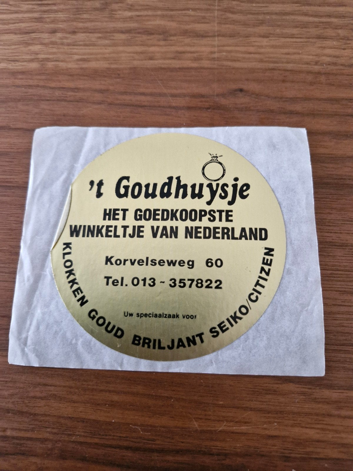 11146 sticker 't Goudhuysje Klokken Goud Briljant Seiko Ci, Ophalen of Verzenden