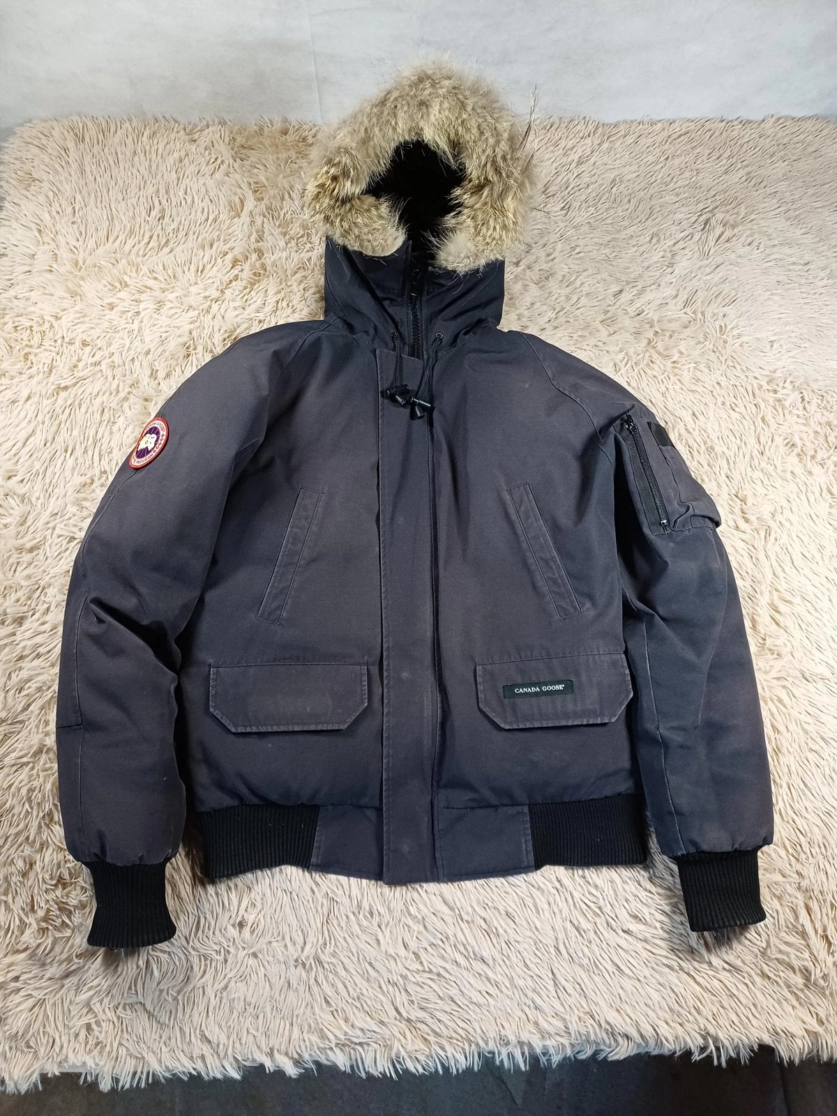 Canada Goose winterjas met bontkraag - Maat L, Ophalen of Verzenden, Gedragen, Maat 52/54 (L), Zwart