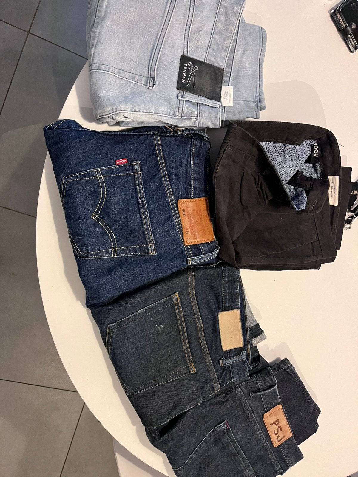 Paul Smith, Sandro, Denham, Levi, Ophalen of Verzenden, Zo goed als nieuw, Blauw, W33 - W34 (confectie 48/50)