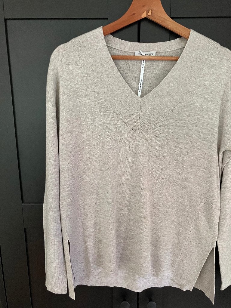 V hals trui Repeat Cashmere maat S, Repeat, Beige, Nieuw, Ophalen of Verzenden