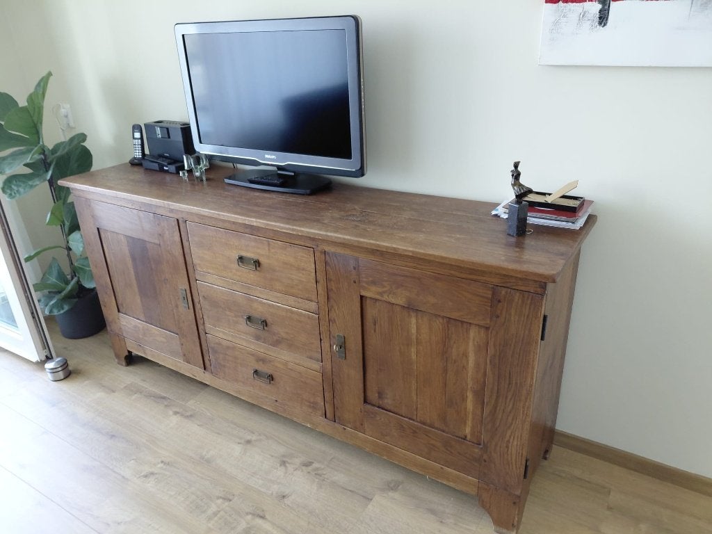 Houten dressoir, Huis en Inrichting, Kasten | Dressoirs, Gebruikt, 200 cm of meer, 25 tot 50 cm, Met lade(s), Met deur(en), Met klep(pen)