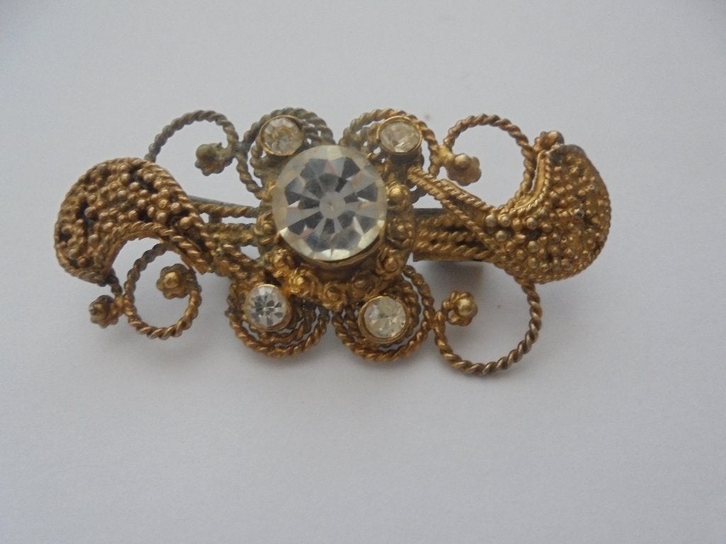 Antieke broche filigraan met fijn gouddraad, Ophalen of Verzenden, Zo goed als nieuw, Goud, Overige materialen