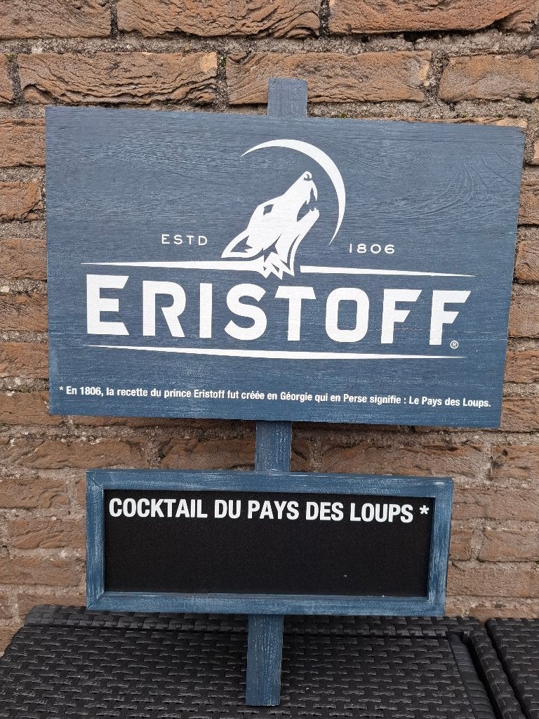 Groot reclamebord + krijtbord Eristoff Vodka (zeldzaam), Ophalen of Verzenden, Nieuw, Reclamebord