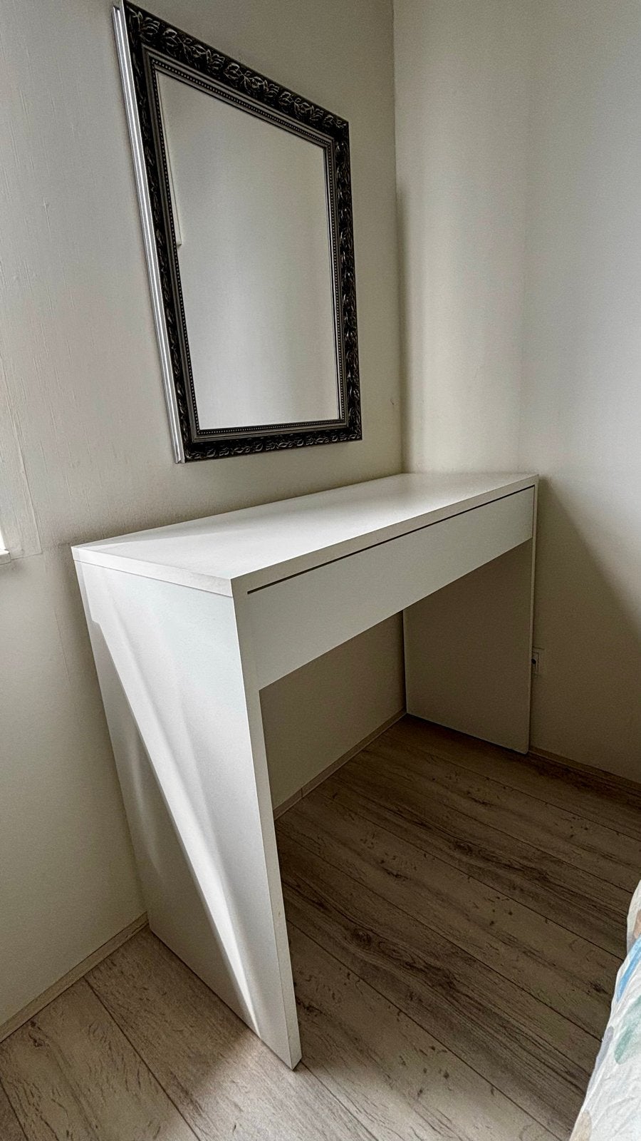 Witte console/makeuptafel/kaptafel/met lade en spiegel, Huis en Inrichting, Ophalen, Zo goed als nieuw, Minder dan 50 cm, Minder dan 100 cm