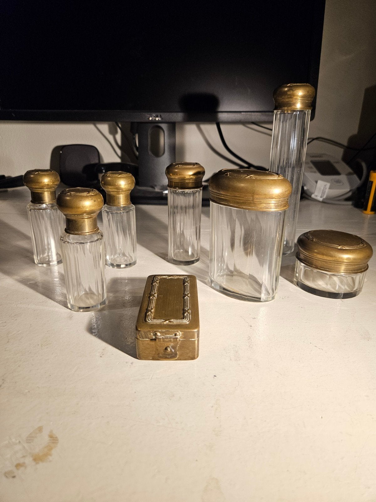 Set parfum flacons en doosje, Verzamelen, Ophalen of Verzenden, Parfumfles