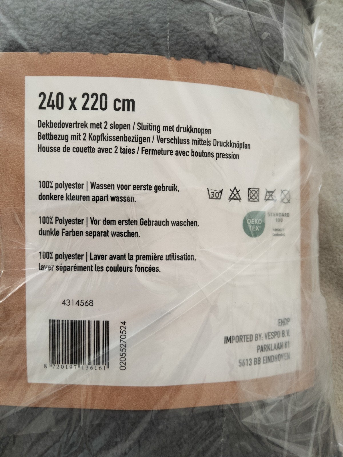 nieuw teddy dekbed overtrek.met  grijze slopen slopen 240 bi, Lits-jumeaux, Dekbedovertrek, Nieuw, Ophalen of Verzenden