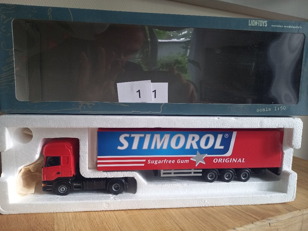 11)Scania Lion Toys, metalen miniatuur vrachtwagen 1:50, Ophalen of Verzenden, Zo goed als nieuw, Bus of Vrachtwagen, Lion Toys