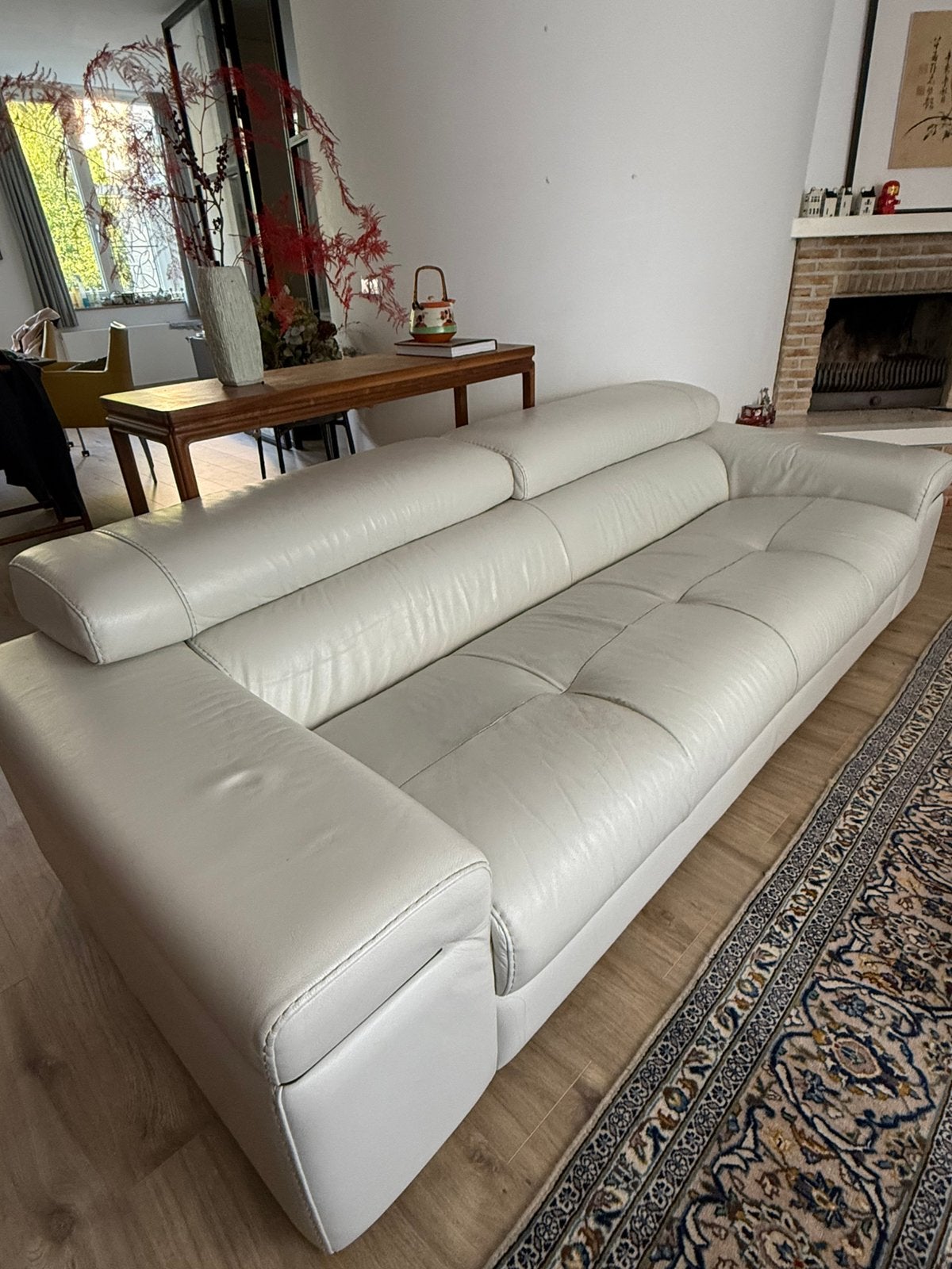 Natuzzi Italiaanse design bank 3 zits leder, Ophalen, Gebruikt, Driepersoons, 200 tot 250 cm