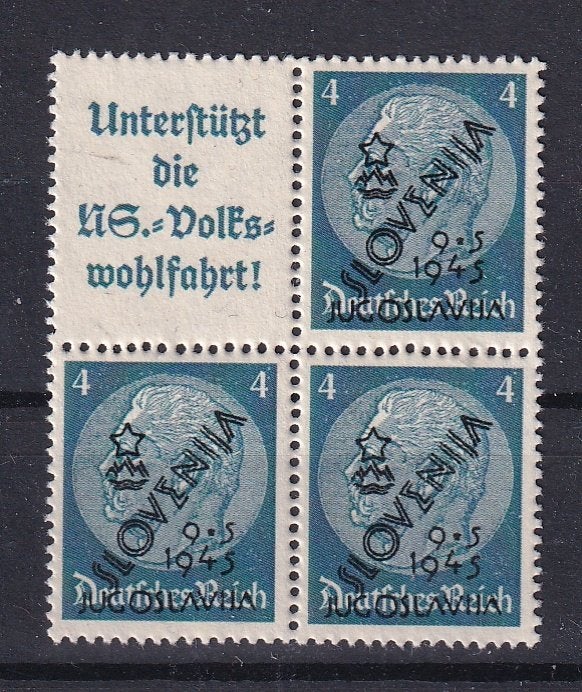 X1) 1945 WO2 Duitse bez Slovenija op Hindenburg geen gar, Verzenden, Duitse Keizerrijk, Postfris