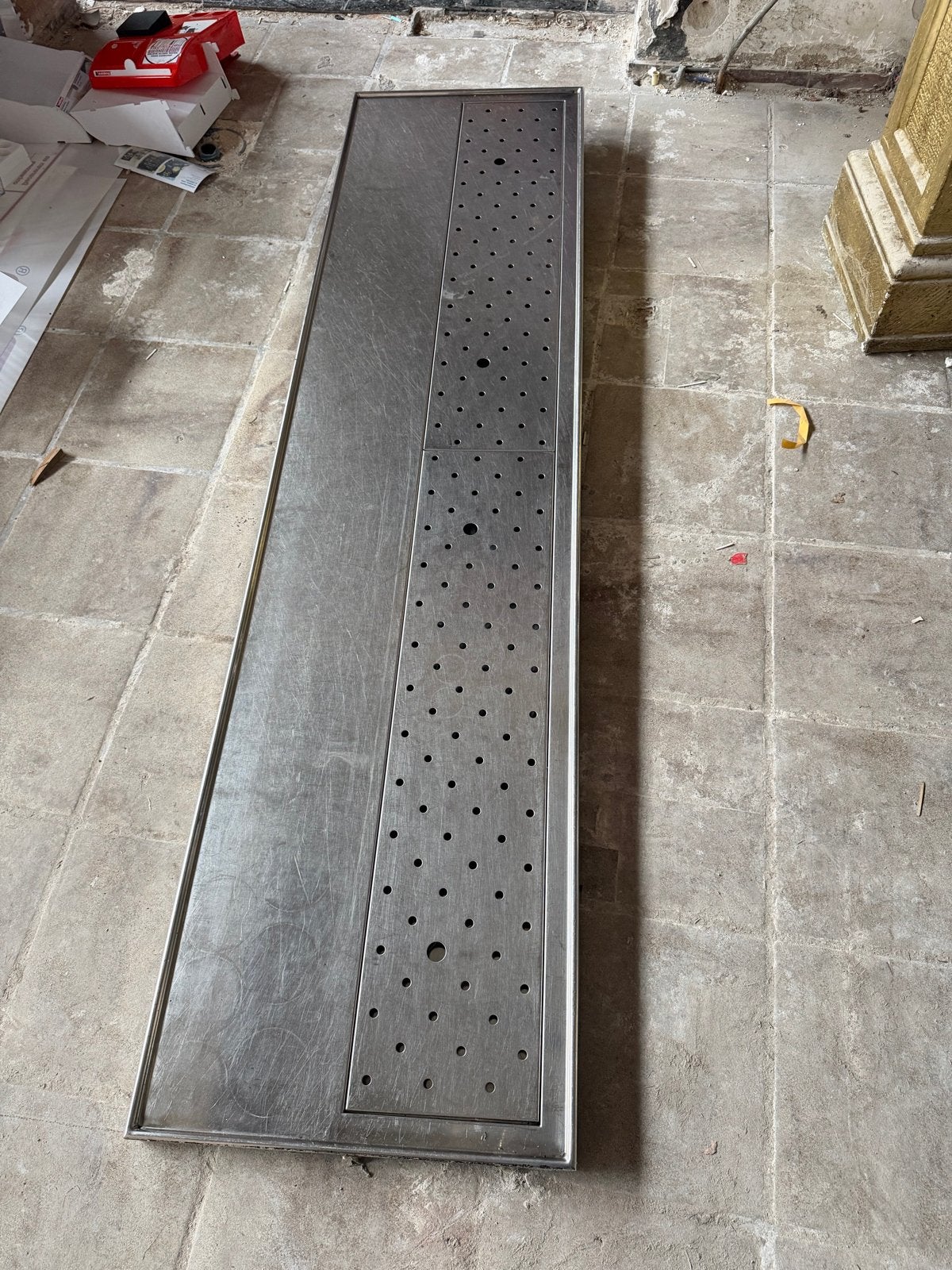 RVS Lekbak / tapblad / Afdruiprek voor Horeca (200x50cm), Ophalen, Gebruikt