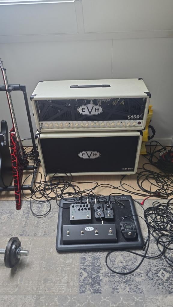EVH 5150 100W Gitaarversterker Ivory White 2x12, Ophalen of Verzenden, Gebruikt, Gitaar, 100 watt of meer