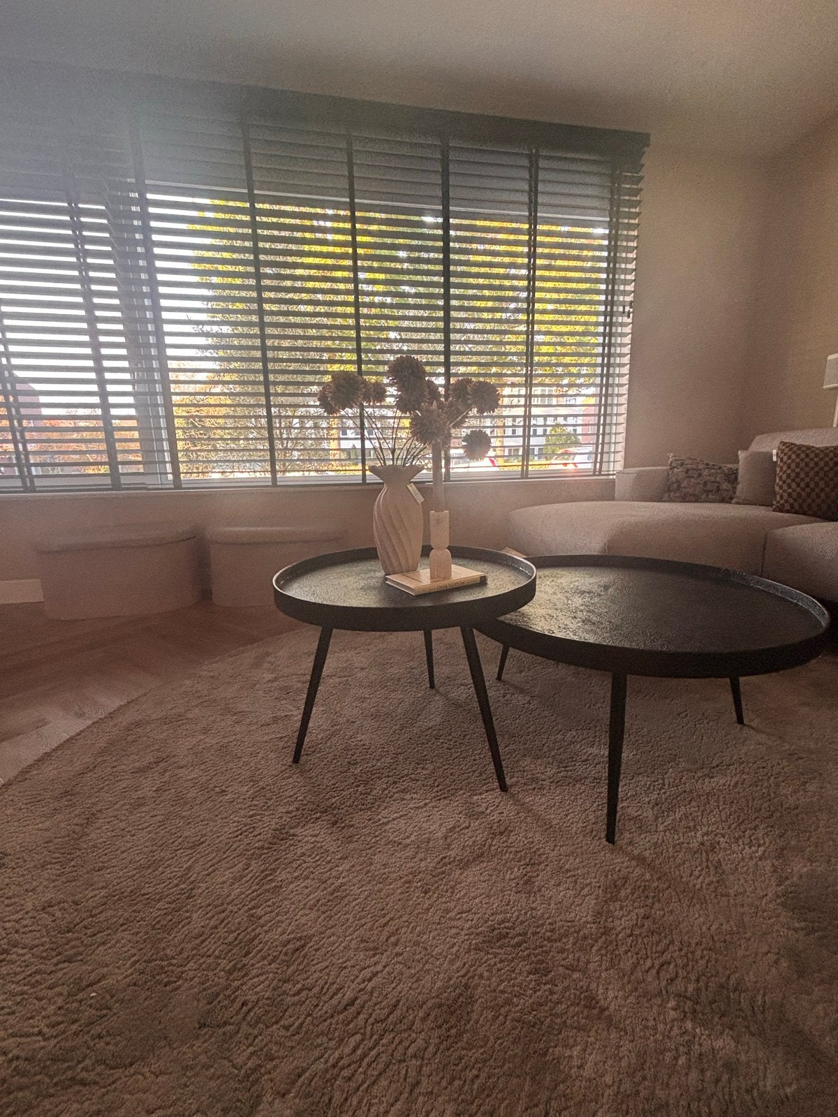 WOOOD Set van 2 zwarte ronde salontafels - Modern design, Ophalen, 50 – 75, Rond, 50 tot 100 cm