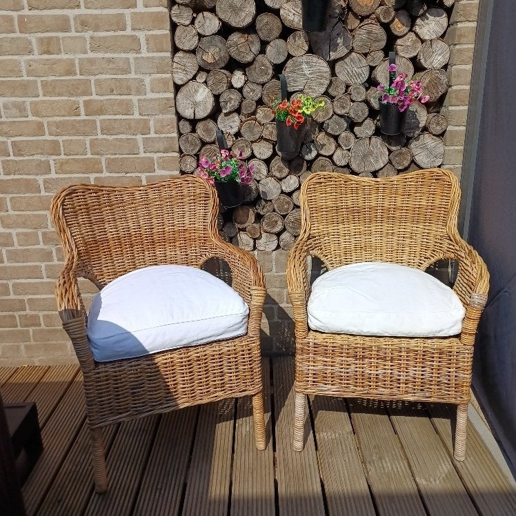 2 rotan (tuin) stoelen met dikke kussens, Ophalen, Rotan