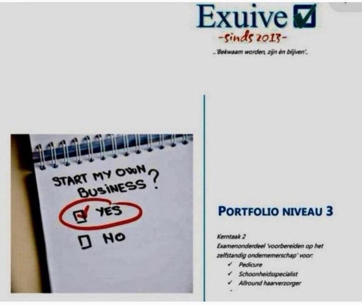 Portfolio pedicure basis niveau 3 - ondernemingsplan, Ophalen, Beta, Zo goed als nieuw