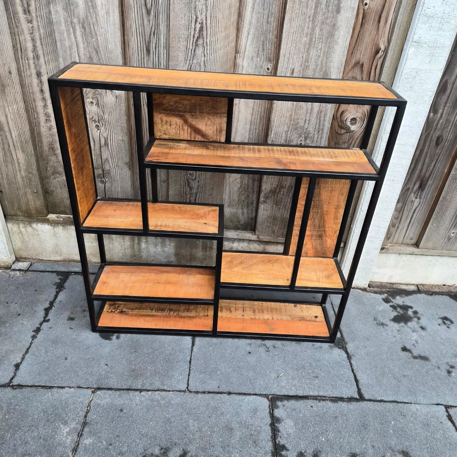 Wandmeubel mangohout industrieel., Ophalen, Met plank(en), Zo goed als nieuw, Minder dan 150 cm