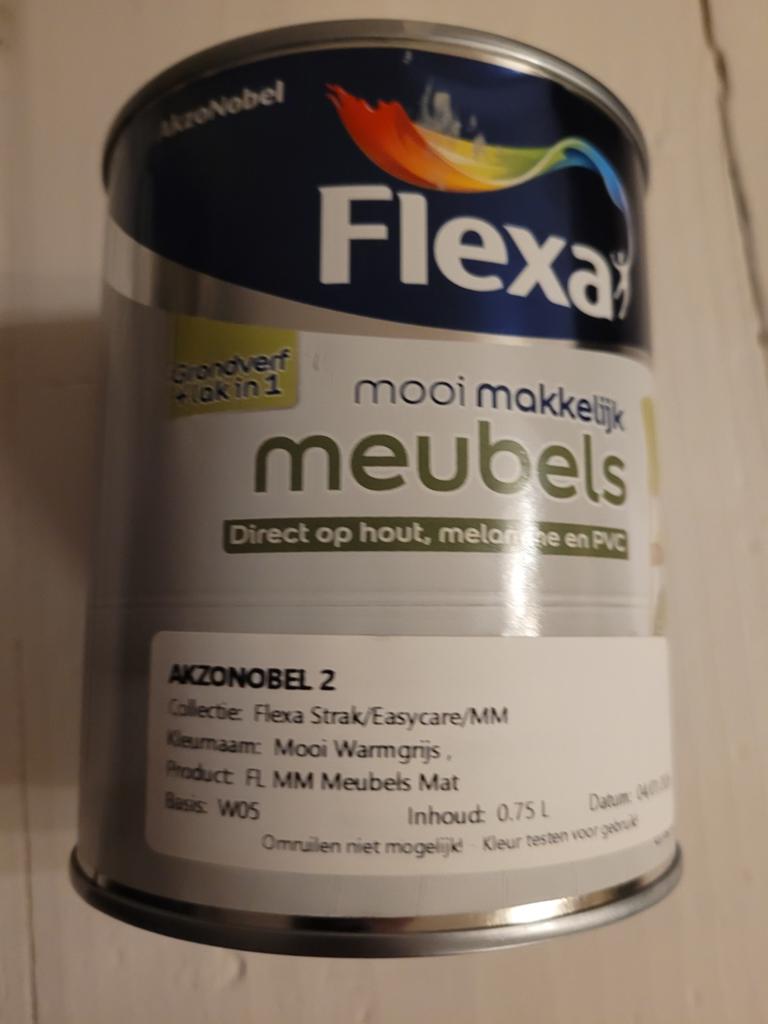 Flexa Mooi Makkelijk Meubels Mat Warmgrijs 0.75L, Nieuw, Ophalen of Verzenden, Verf, Grijs