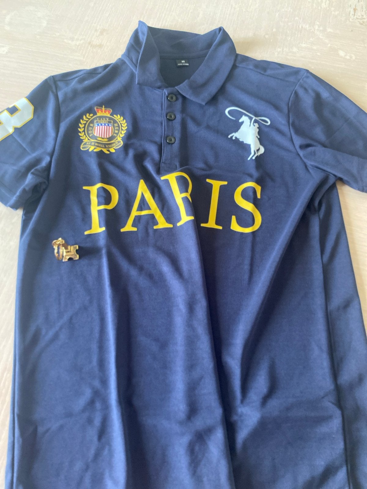 Paris Polo T-shirt XS (valt als S) met Eiffeltoren, Ophalen of Verzenden, Gedragen, Maat 46 (S) of kleiner, Blauw