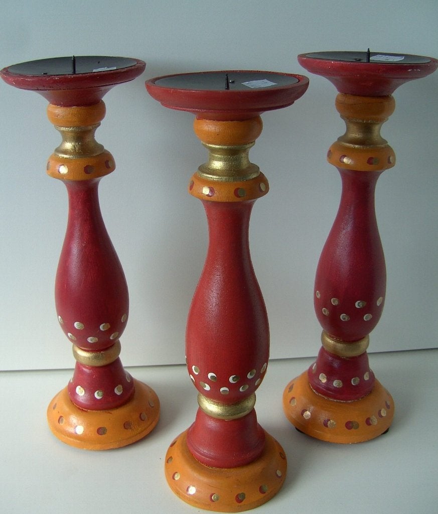HOUTEN KANDELAAR STOMPKAARSEN 30 cm 2 STUKS NIEUW, Diversen, -, -, Nieuw, Ophalen of Verzenden