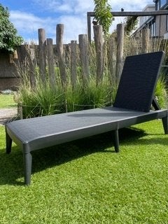 Ligbed antraciet, Tuin en Terras, Ophalen, Zo goed als nieuw, Kunststof, Verstelbaar