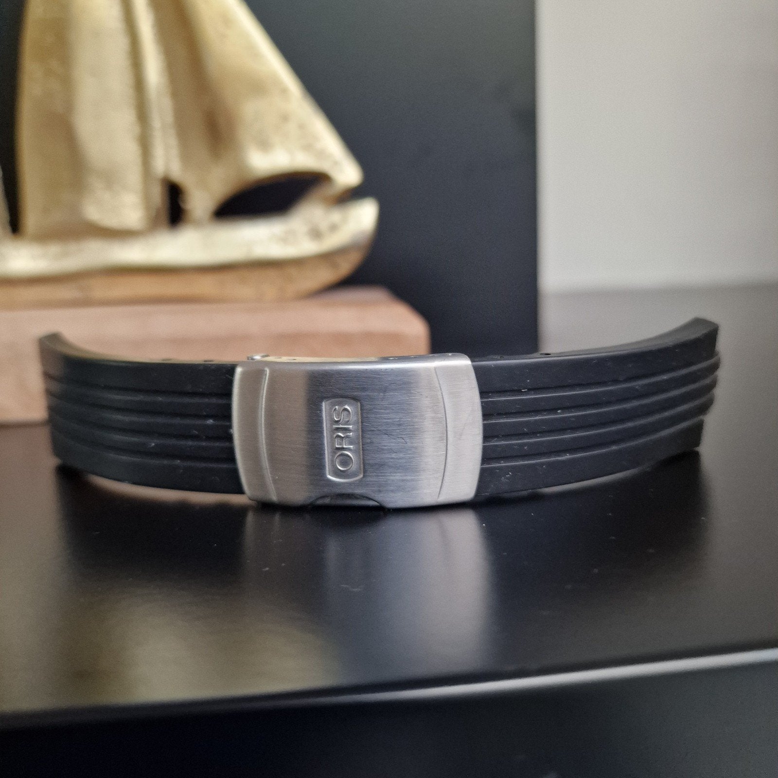 Oris Rubberen Horlogeband met Vouwsluiting - Zwart, Ophalen of Verzenden, Oris, Oris@info.ch, Ribigasse 1, 4434 Hölstein, Zwitserland