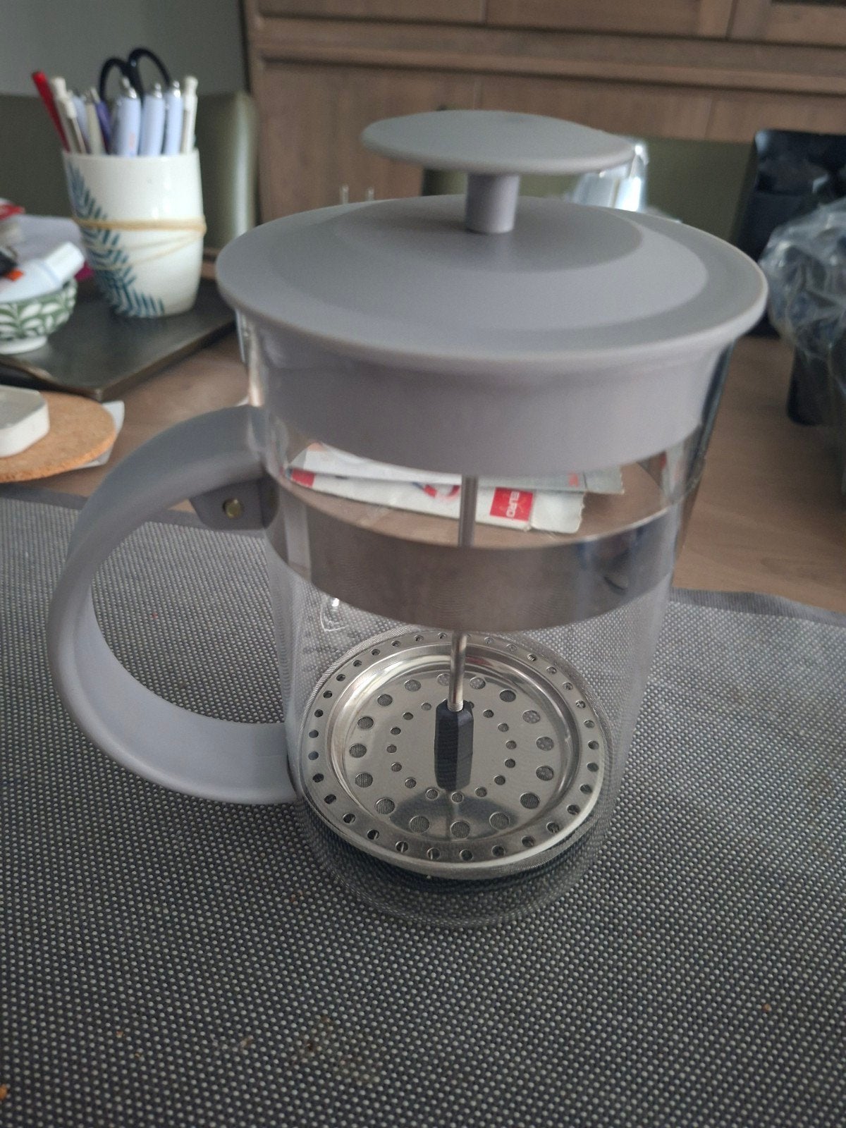 Glazen French Press Koffiezetter - Zo goed als nieuw, Witgoed en Apparatuur, 2 tot 4 kopjes, Ophalen of Verzenden, Nieuw, Gemalen koffie
