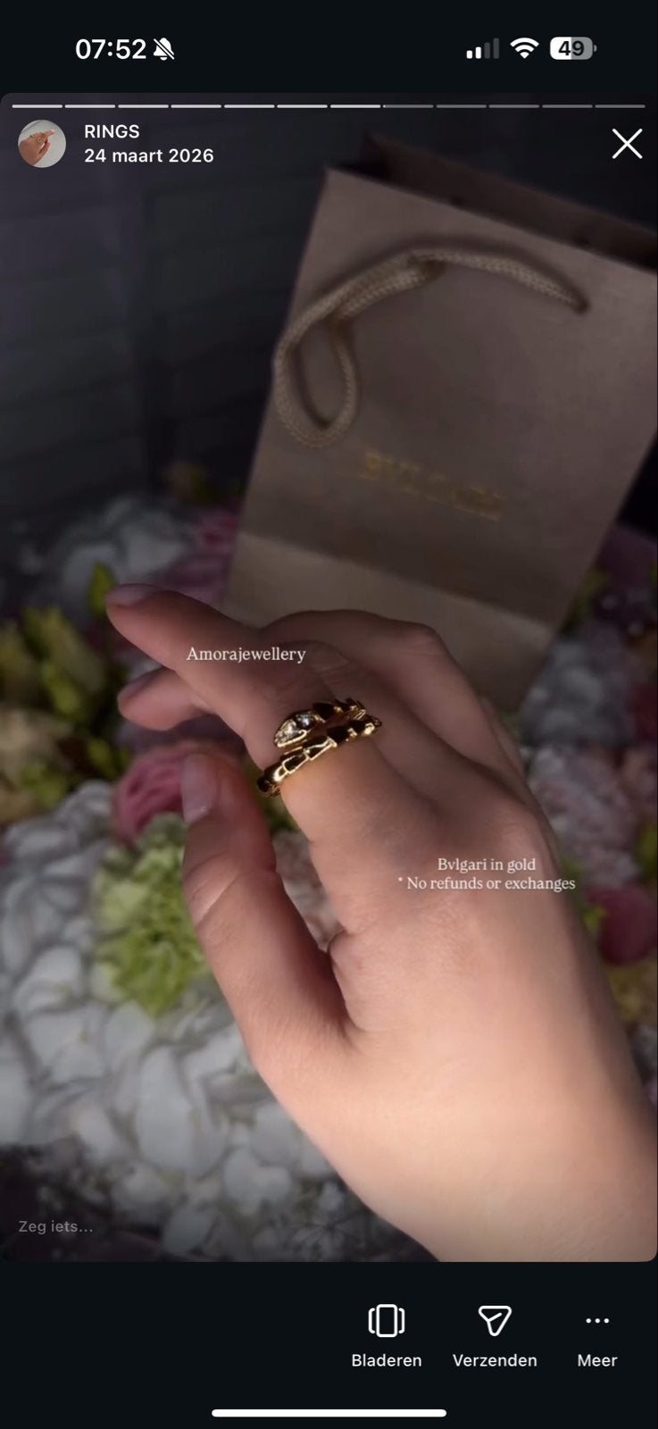 Bvlgari Serpenti Viper Ring in Goud, Roségoud of Zilver, Ophalen of Verzenden, Zo goed als nieuw, 17 tot 18, Dame of Heer