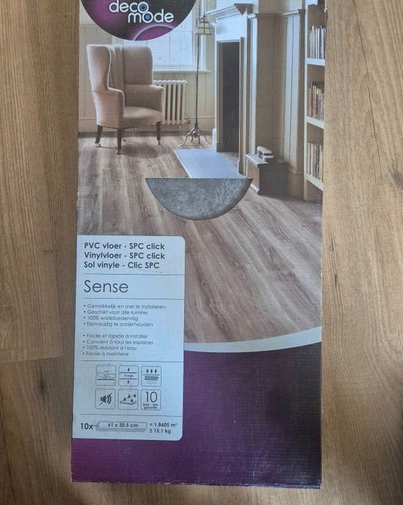 2 1/2 pak DecoMode Sense PVC click vinylvloer - 1.8605 m², Nieuw, Ophalen of Verzenden, Grijs, Minder dan 5 m²