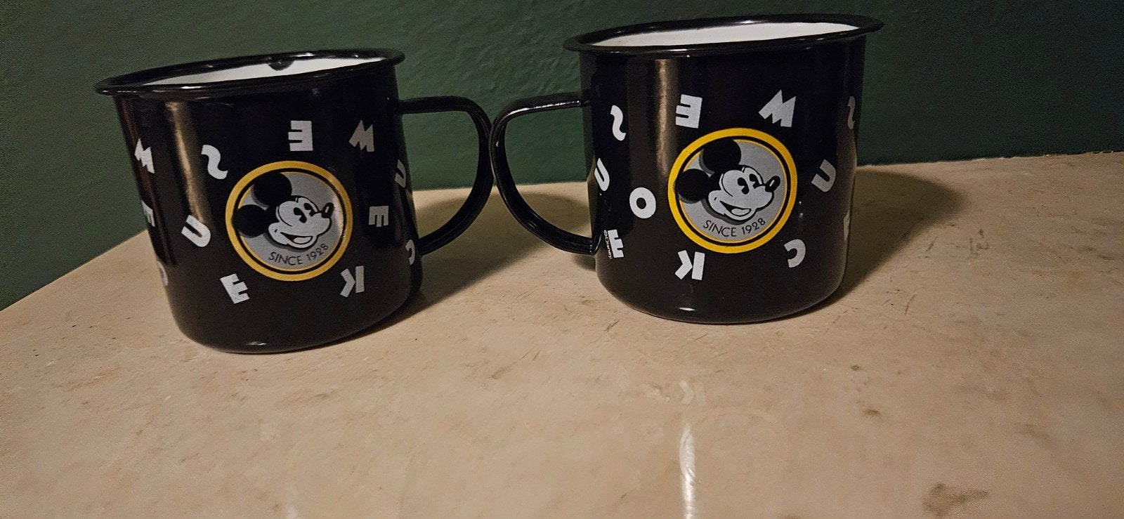 Emaille Mickey Mouse Bekers - Set van 2, Ophalen of Verzenden
