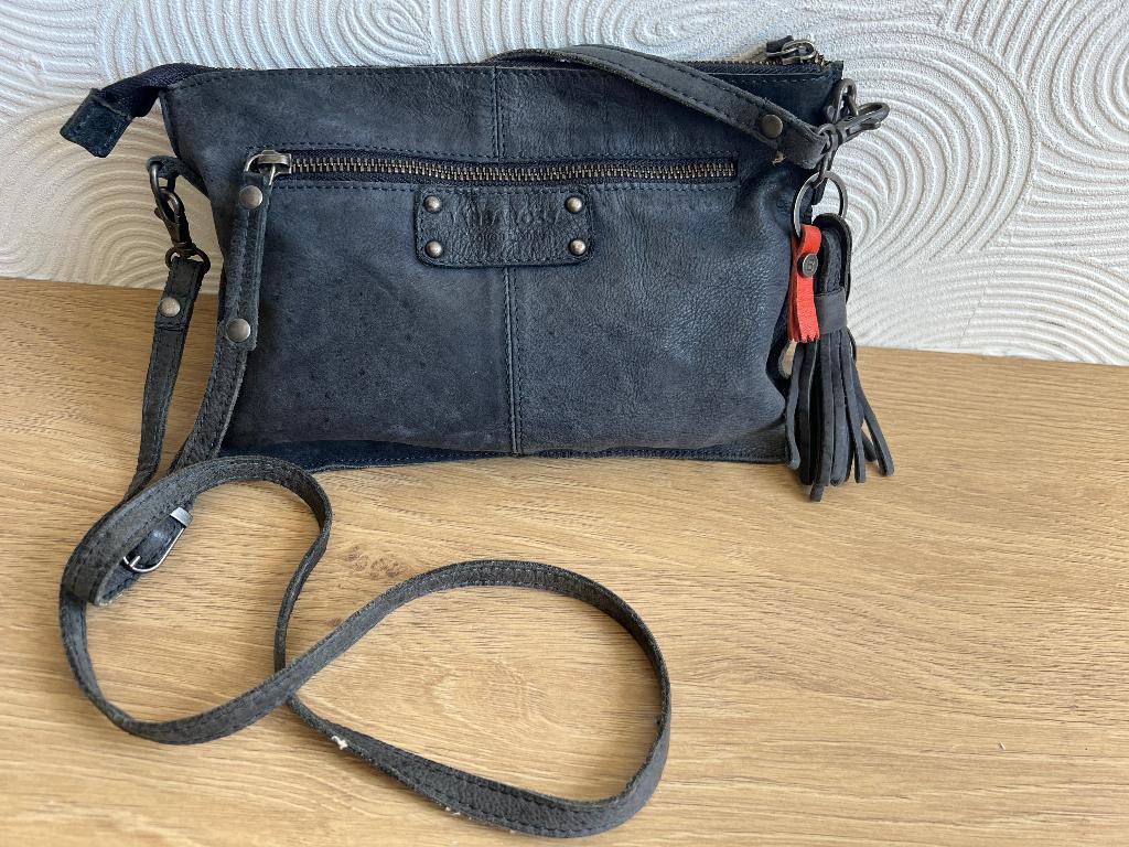 BarbaRossa. Leren crossbody/schoudertasje., Ophalen of Verzenden, Zo goed als nieuw, Grijs, Leer