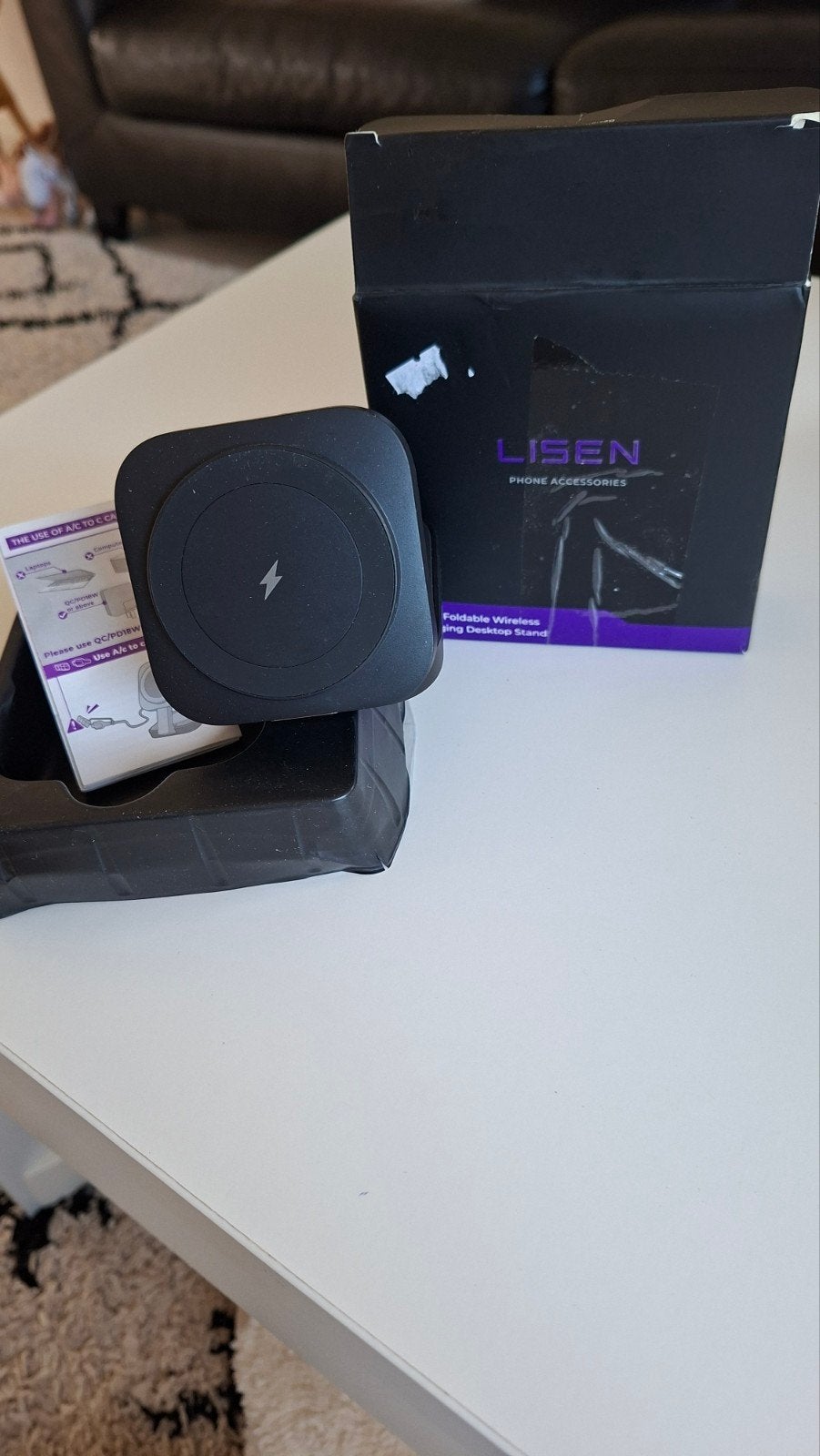 Lisen 3-in-1 Opvouwbare Draadloze Oplader Desktop Stand, USB-C, Draadloze oplader, Onbekend, Nieuw
