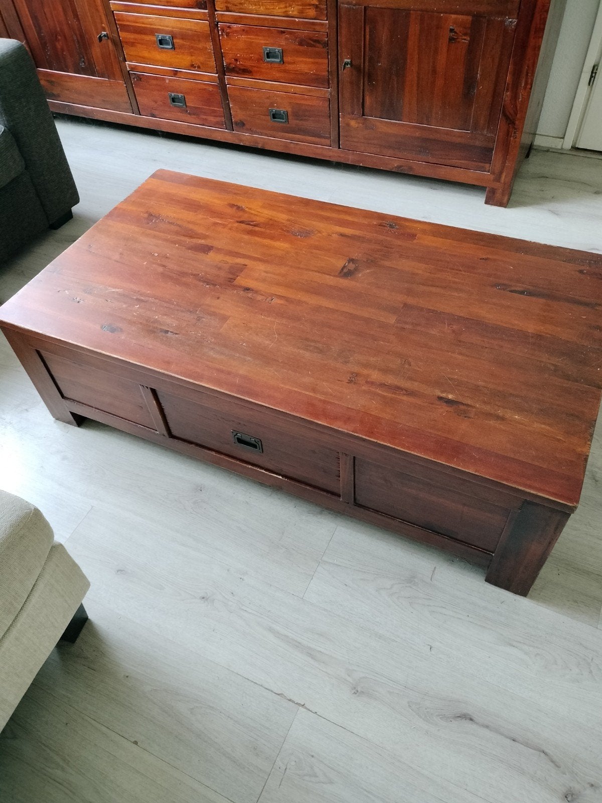 Salontafel eikenhout, Ophalen, Gebruikt, 100 tot 150 cm, Eikenhout