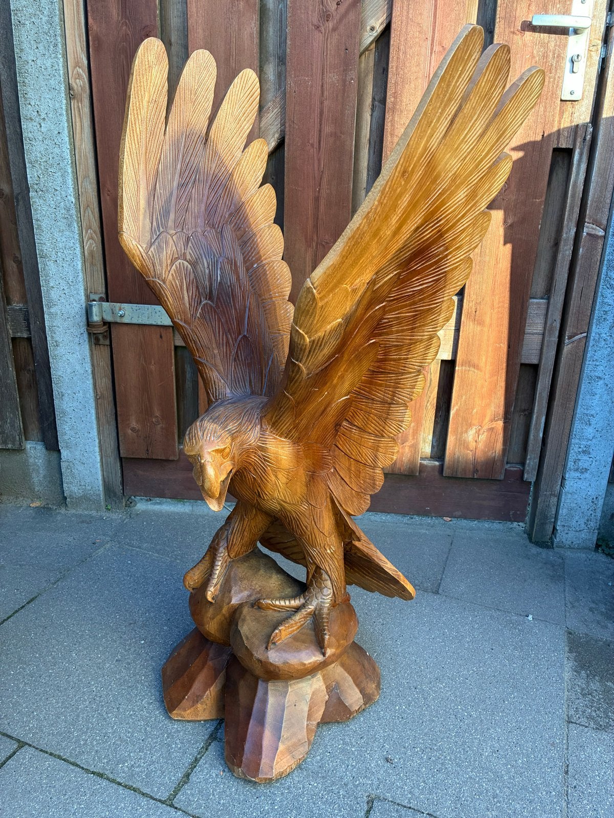 Indrukwekkende Houten Adelaar - 97 cm Hoog, Antiek en Kunst, Ophalen, Houtsnijwerk, 50 - 100 cm, Handgemaakt
