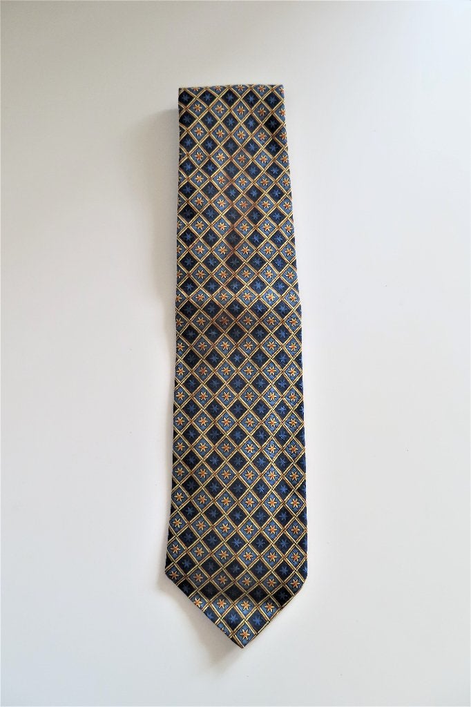 Stropdas Donkerblauw Ruitje (3489), Ophalen of Verzenden, Zo goed als nieuw, Blauw, Met patroon