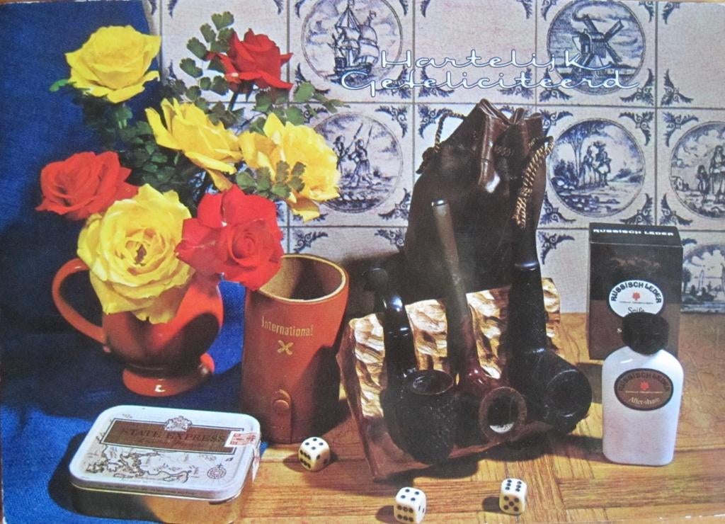 hartelijk gefeliciteerd - pijpenrek en dobbelstenen - 1979, Verzenden, 1960 tot 1980, Gelopen, Overige thema's
