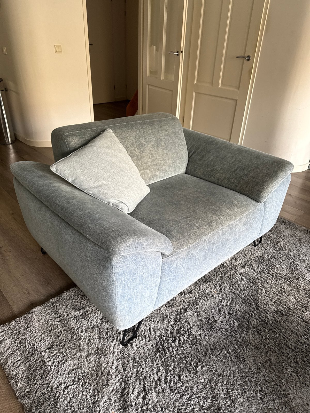 Comfortabele Loveseat - Grijs/Blauw, Ophalen, Gebruikt, 150 tot 200 cm, Tweepersoons