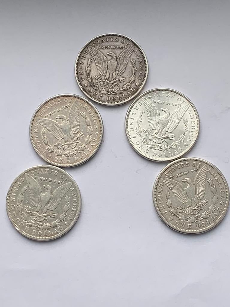 5 zilveren morgan dollars, Ophalen of Verzenden, Noord-Amerika