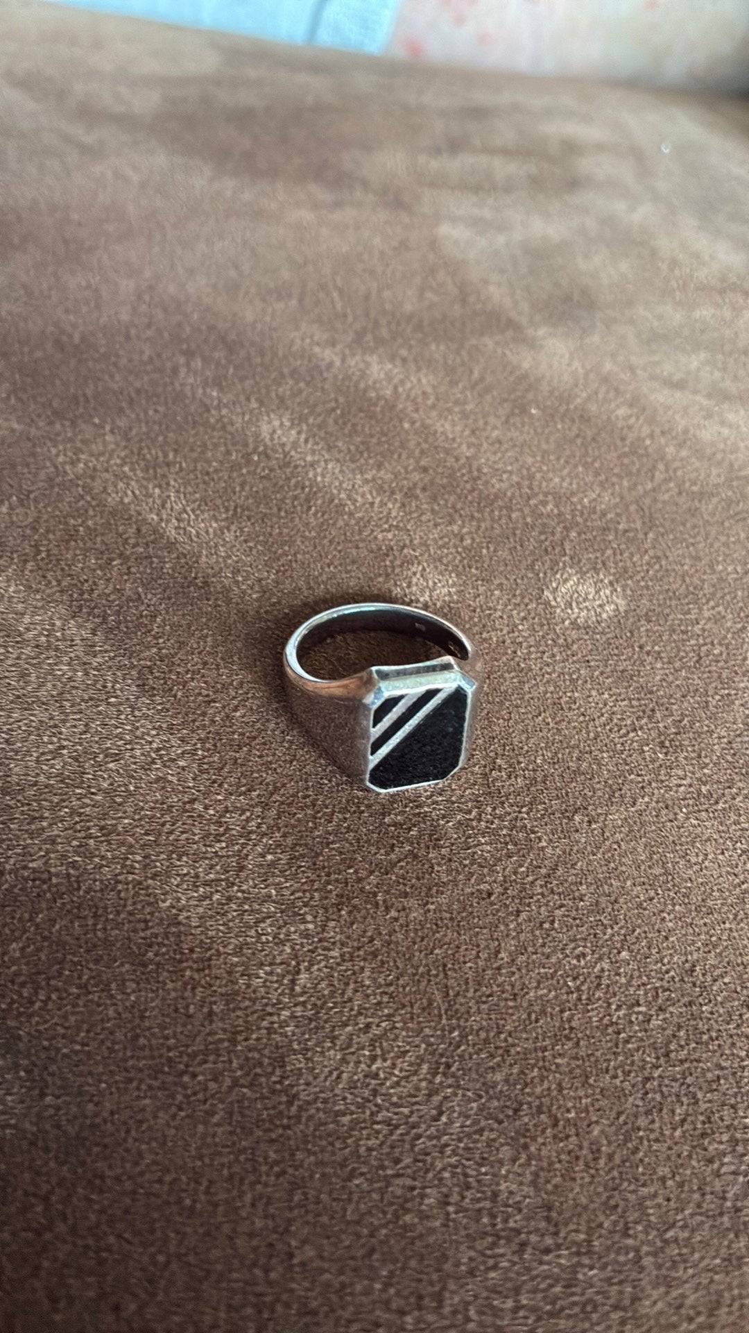 zilveren zegelring met zwarte steen, Ophalen of Verzenden, Zo goed als nieuw, Zilver, Pandora