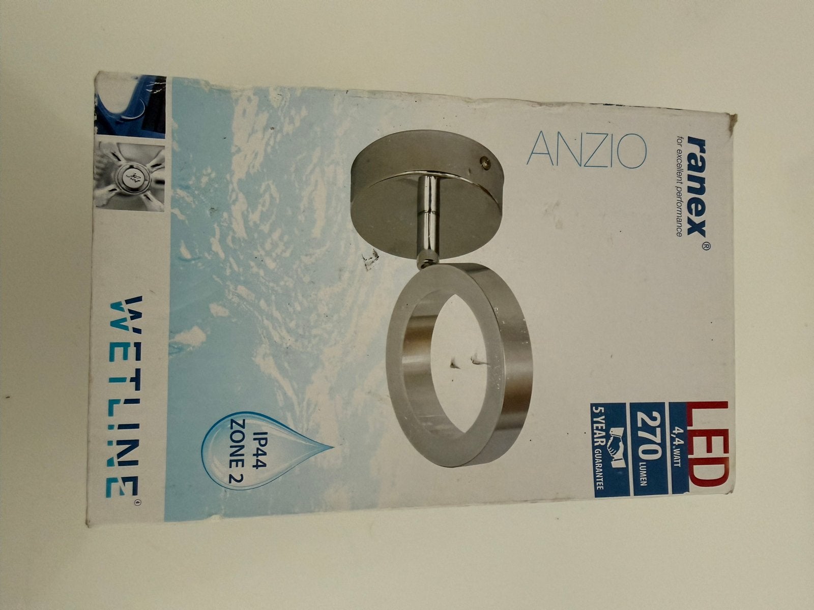 Ranex Anzio LED Wandlamp - Chroom, IP44, 4.4W, 270 Lumen, LED, Nieuw, Overige fittingen, Ophalen of Verzenden