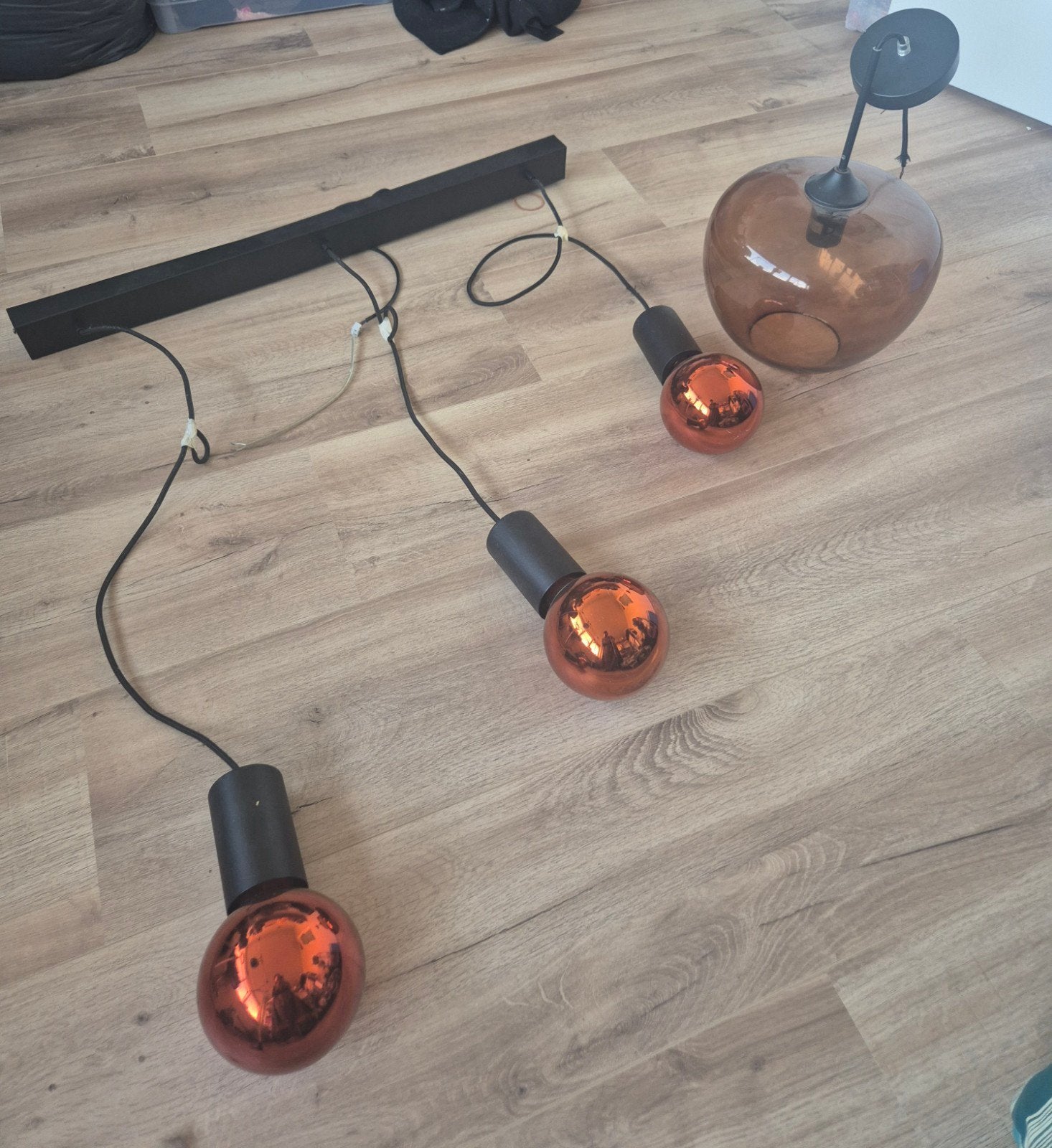 Hanglampen/plafond lamp goede staat: 3 bollen en 1 glazen l, Ophalen, Zo goed als nieuw, Glas