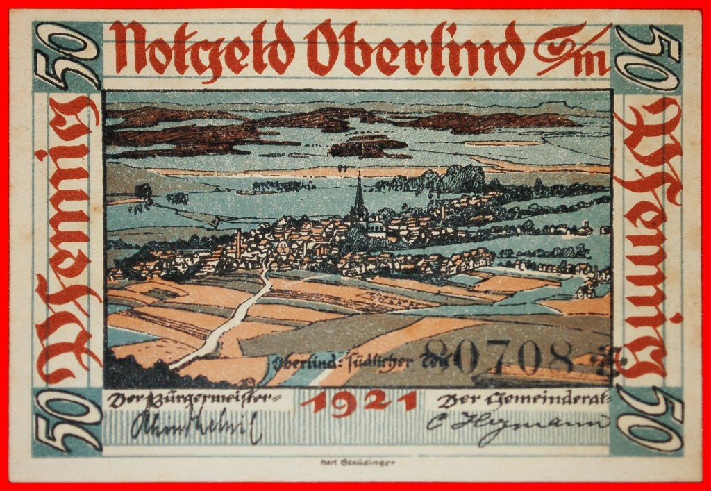 Ⰺ THURINGIA: GERMANY OBERLIND  50 PFENNIGS 1921 CRISP!, Ophalen of Verzenden, Duitsland, Los biljet