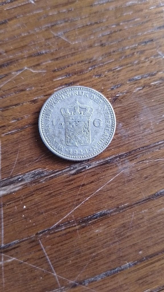 1/2 gulden munt 1922, Postzegels en Munten, Munten | Nederland, Verzenden, Koningin Wilhelmina, ½ gulden, Losse munt
