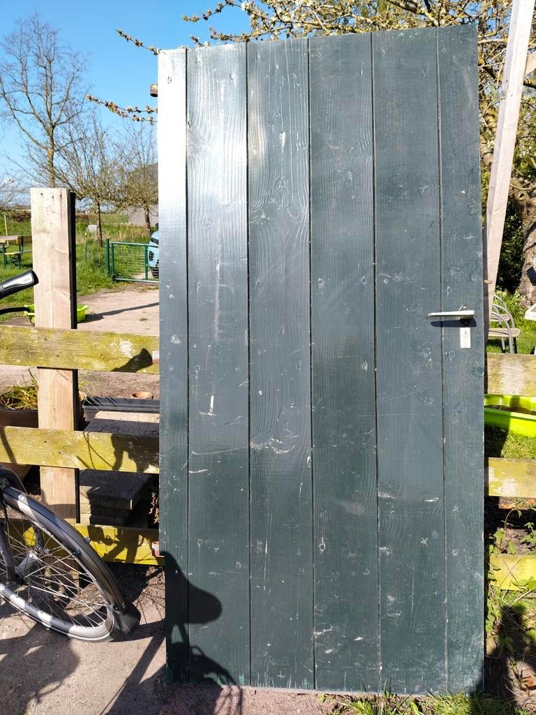 Tuindeur / Schuttingdeur - Groen Hout, Ophalen, Gebruikt, 80 tot 100 cm, Minder dan 200 cm