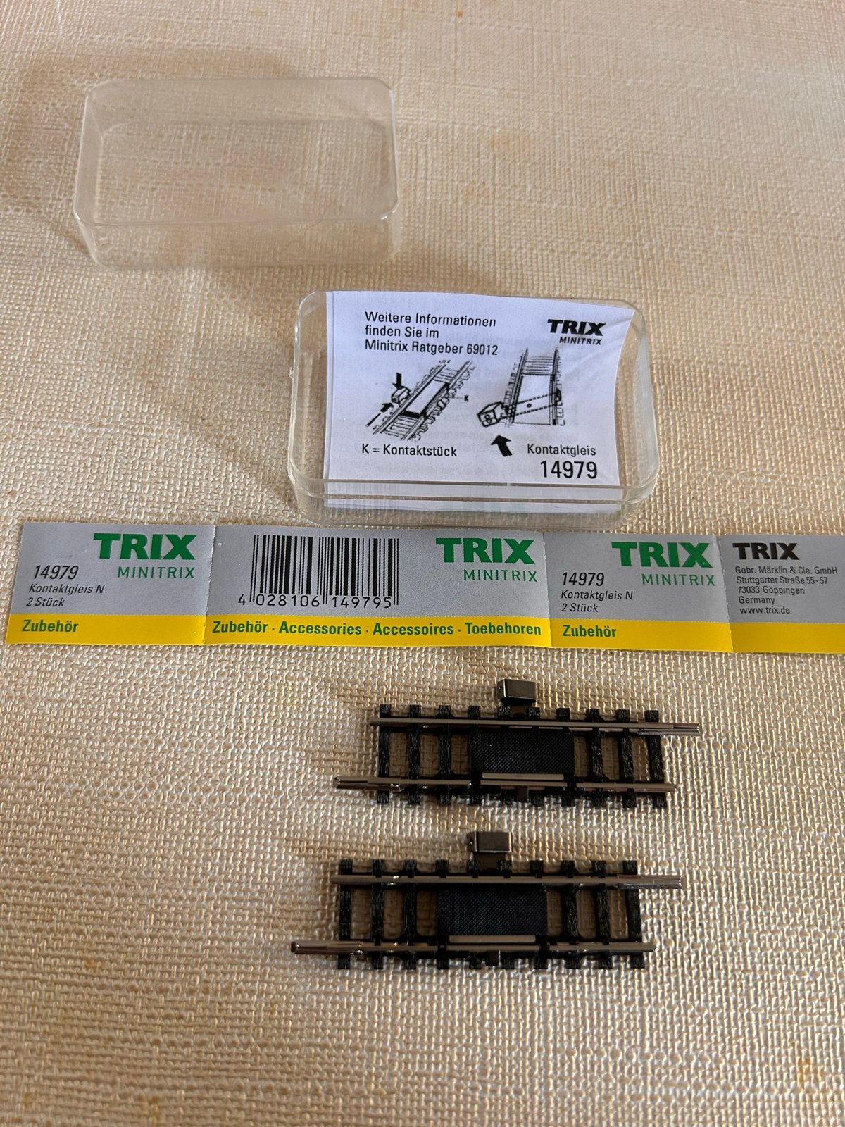 Trix Minitrix 14979 Kontaktgleis N - 2 Stuks, Ophalen of Verzenden, Gebruikt, Rails, Trix