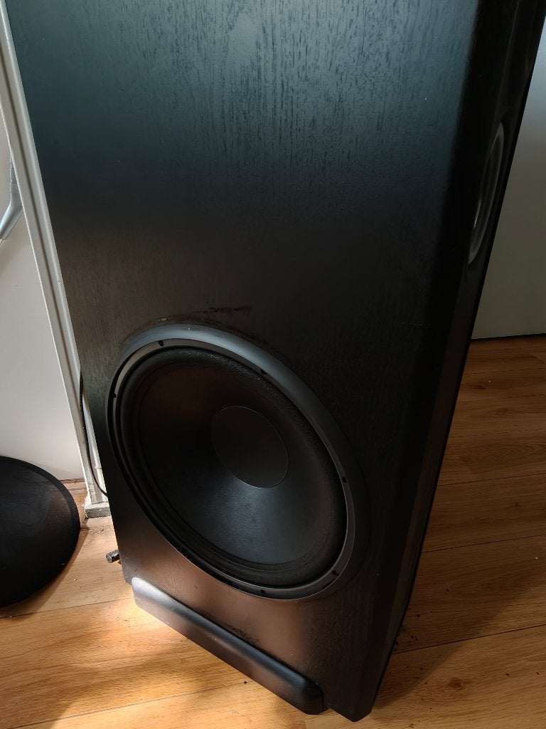 Acoustic Research AR-1 High-End spekers (actieve 15" sub), Vloerstaande luidspreker, Gebruikt, Inclusief kabels, Ophalen