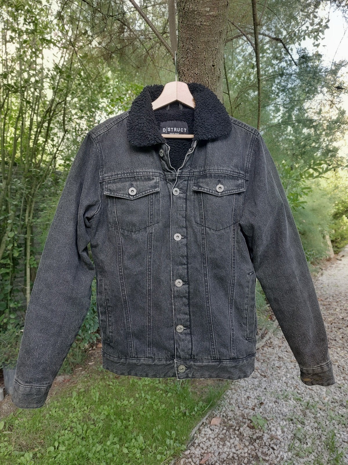 D/STRUCT grijs spijkerjack met teddy voering, heren mt XS, Kleding | Heren, Ophalen of Verzenden, Zo goed als nieuw, Grijs, D/STRUCT