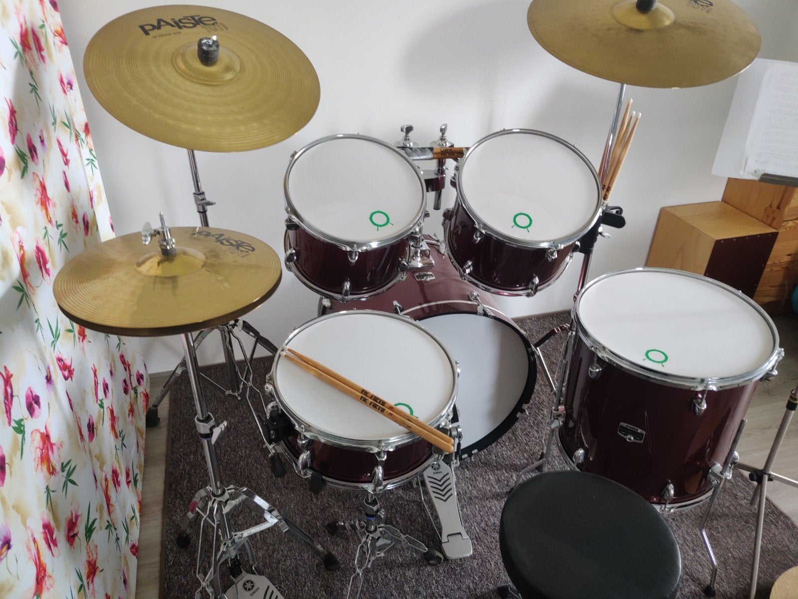 Yamaha Drumstel - Burgundy glitter, Ophalen, Zo goed als nieuw, Yamaha