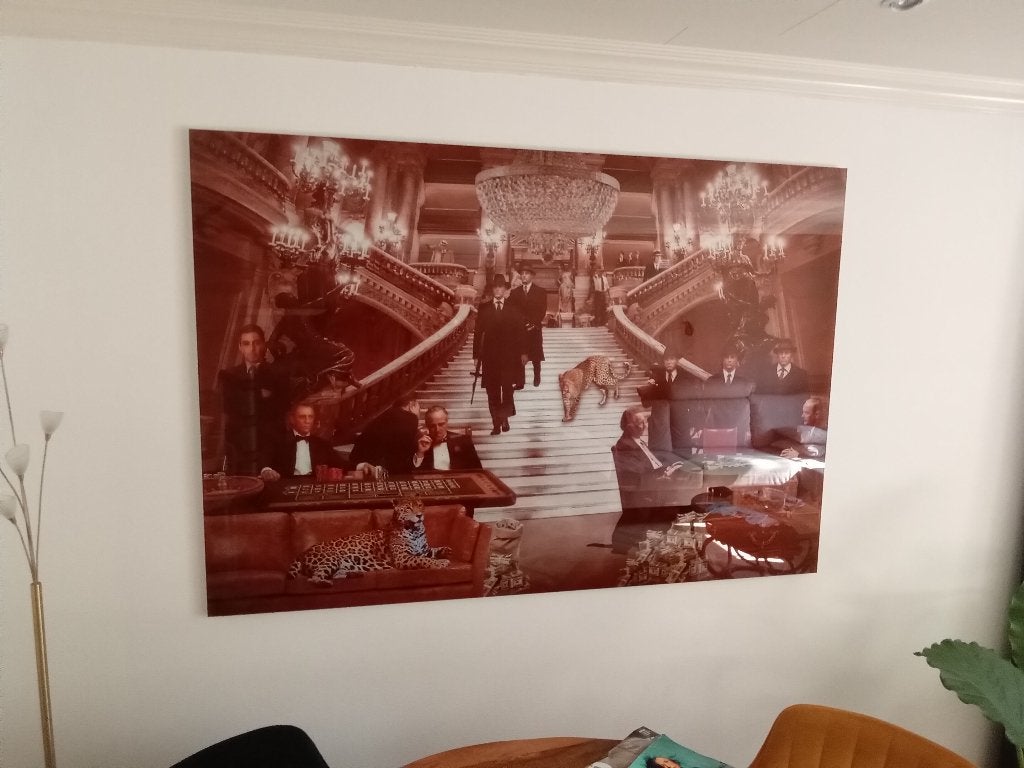Glasschilderij Ter Halle, Maffia in Casino 110x160 cm.,, Huis en Inrichting, Woonaccessoires | Schilderijen, Tekeningen en Foto's