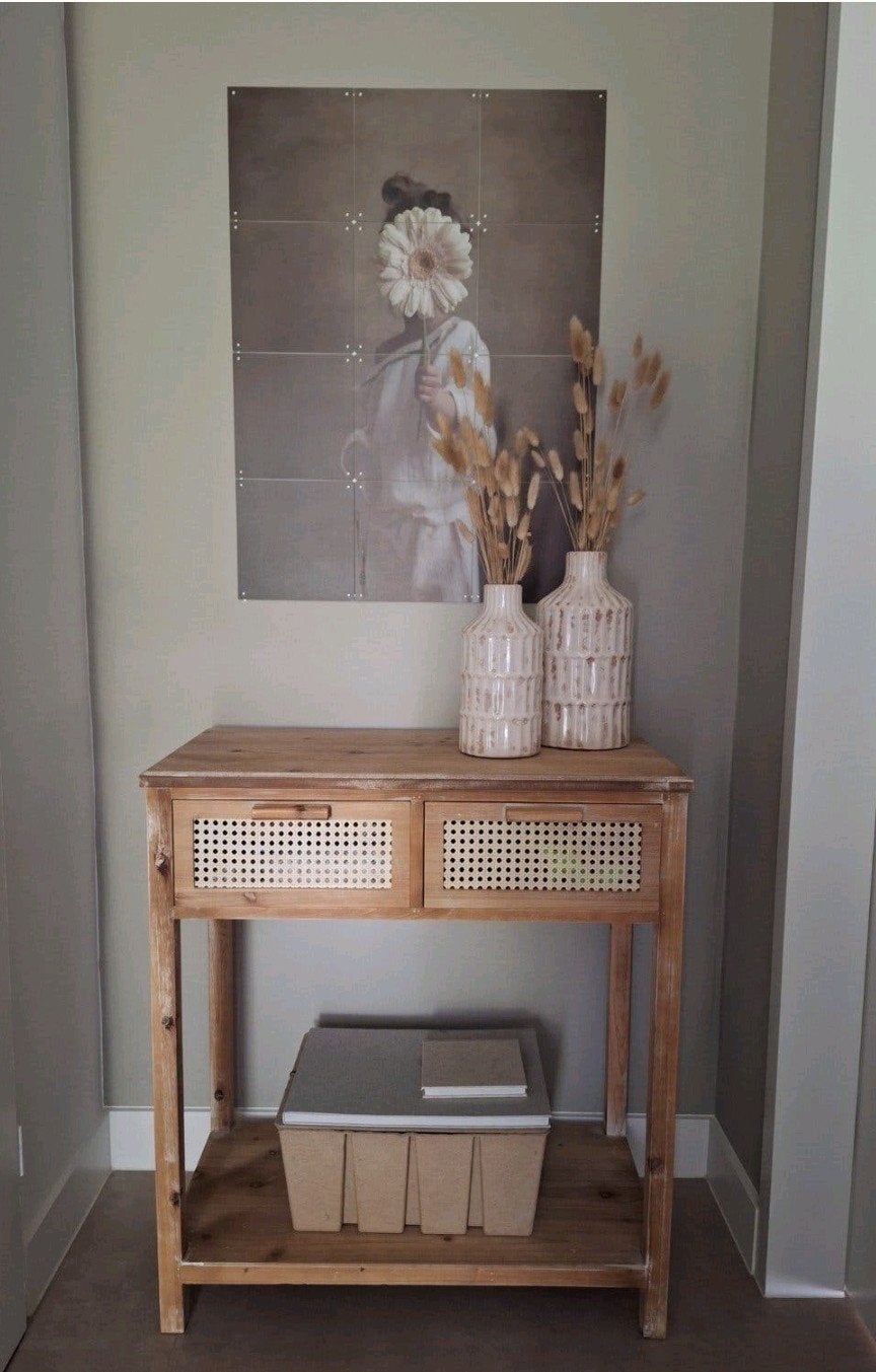rotan webbing sidetable kastje, Ophalen, 100 tot 150 cm, Zo goed als nieuw, 25 tot 50 cm