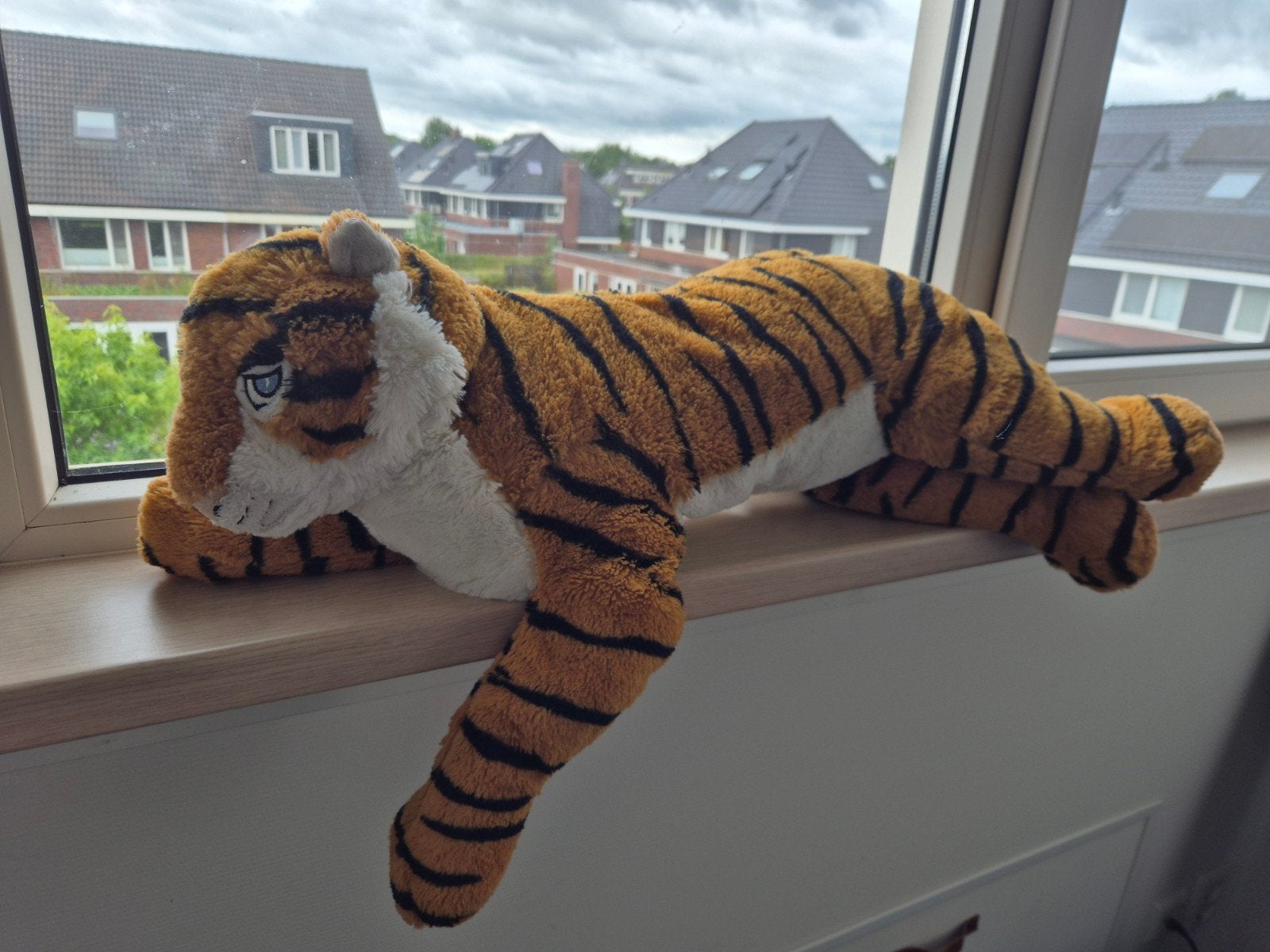 Grote tijger knuffel - 70 cm lang, Oranje, Gebruikt, Ophalen of Verzenden, Middelgroot (20 tot 80 cm)