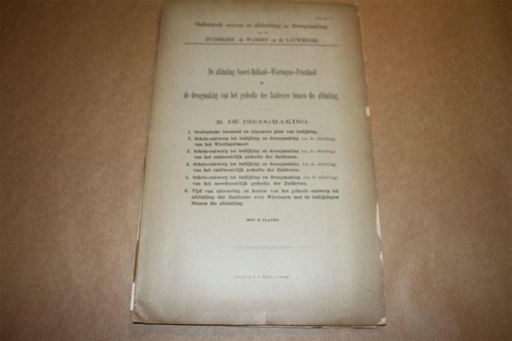 Onderzoek afsluiting Zuiderzee Wadden Lauwerszee 1889 !!, Boeken, Ophalen of Verzenden, Gelezen